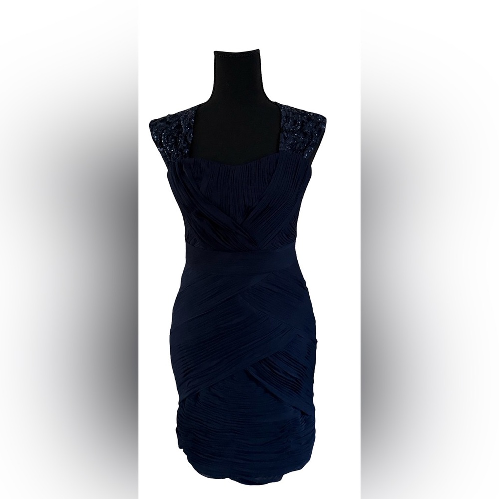 Navy Blue Rutched Cocktail Dress